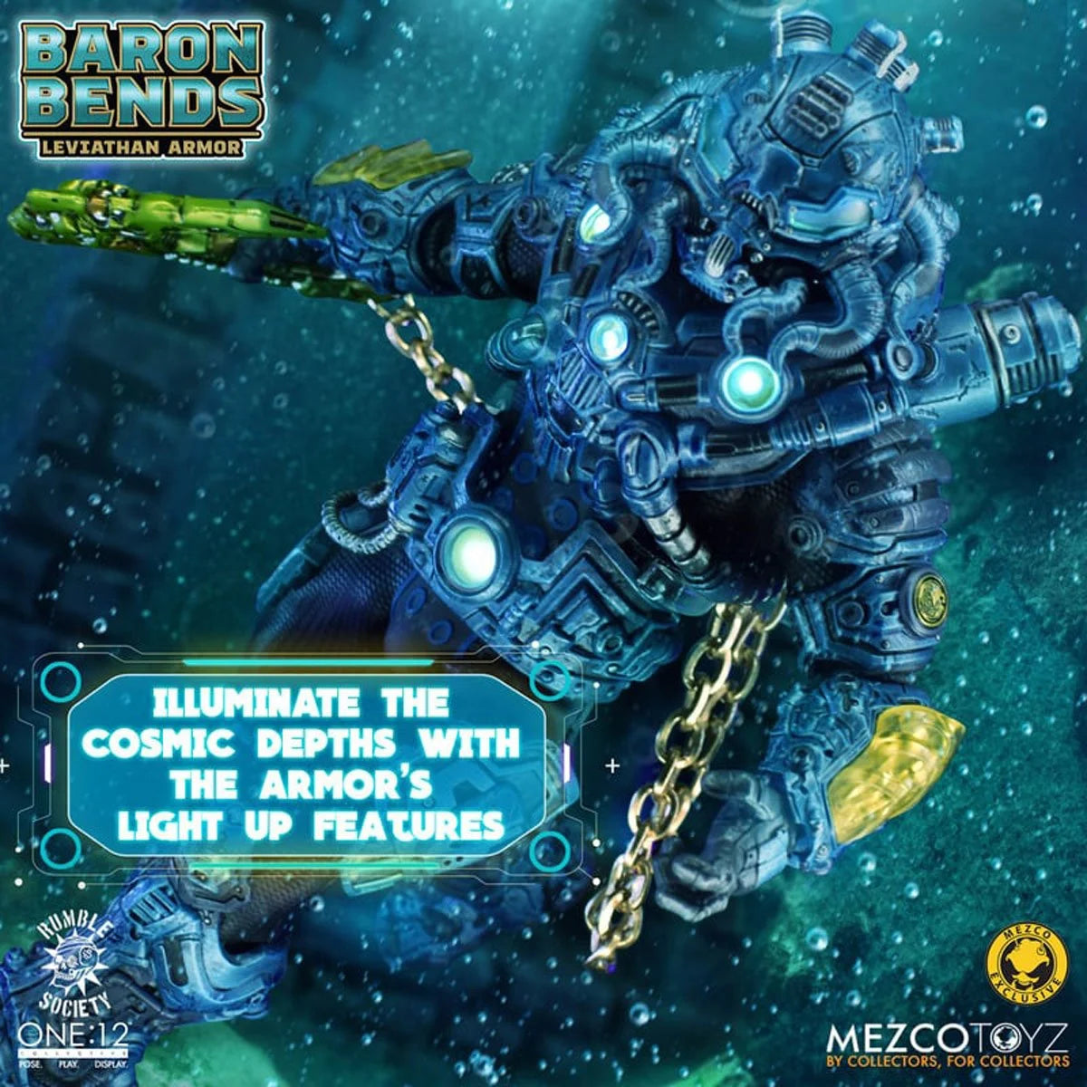 Baron Bends Leviathan Armor Rumble Society One:12 Collective Action Figure by Mezco Toyz Light-Up 6.7 in