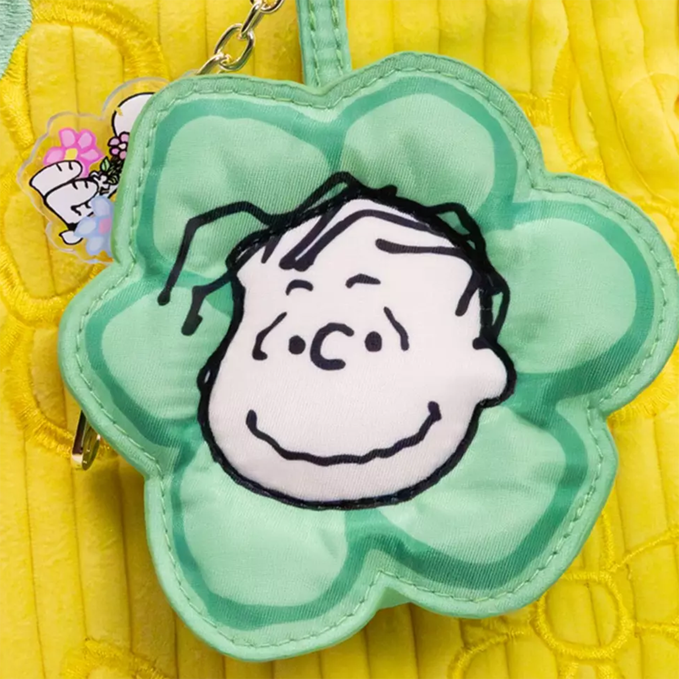 Peanuts Sherbet Spring Flowers Coin Pouch Bag Charm Blind Box U-Pick featuring Linus face on green flower by Whatever Makes You Happy