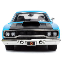 Front view of Go Figment 1970 Plymouth Road Runner die-cast vehicle with detailed grille and hood scoop