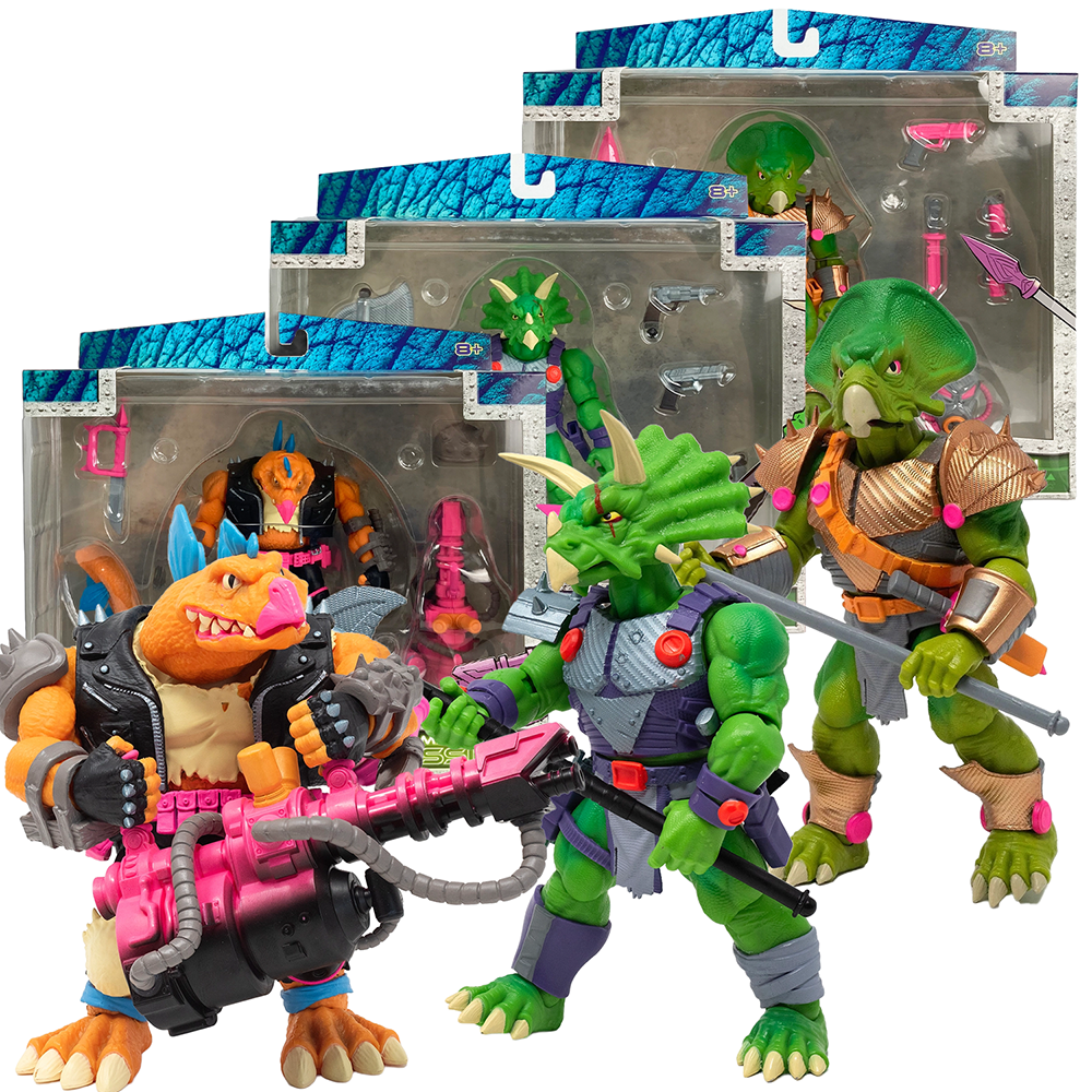 Saurozoic Warriors Dinosaur "Lowland Tribe" Action Figure 1:12 Scale 6" BUNDLE of 3 - Boss Fight Studio Llc