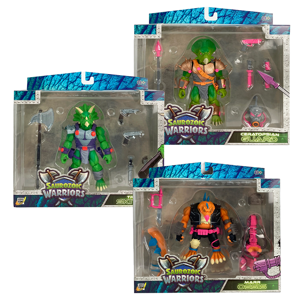 Saurozoic Warriors Dinosaur "Lowland Tribe" Action Figure 1:12 Scale 6" BUNDLE of 3 by Boss Fight Studio Llc