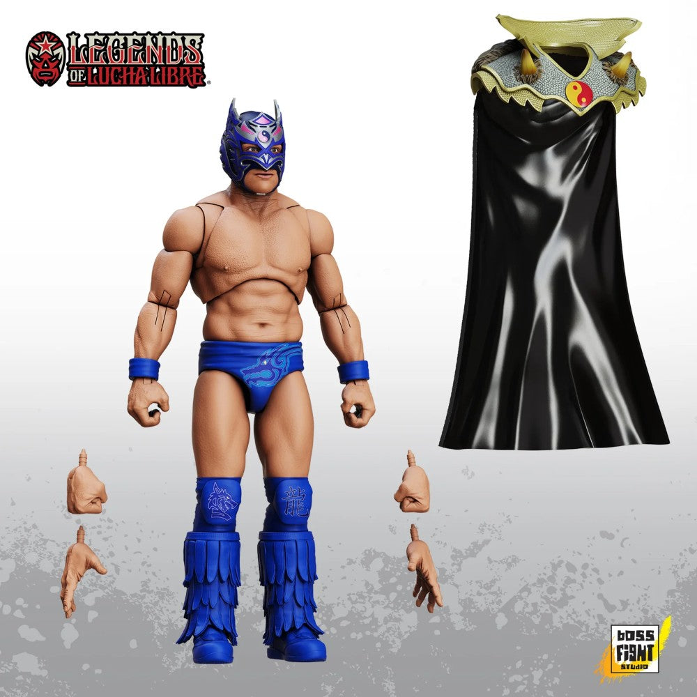 Dragon Lee Legends of Lucha Libre Premium 1:12 Scale 6" Action Figure by Boss Fight Studio Llc with mask and alternate hands new in box