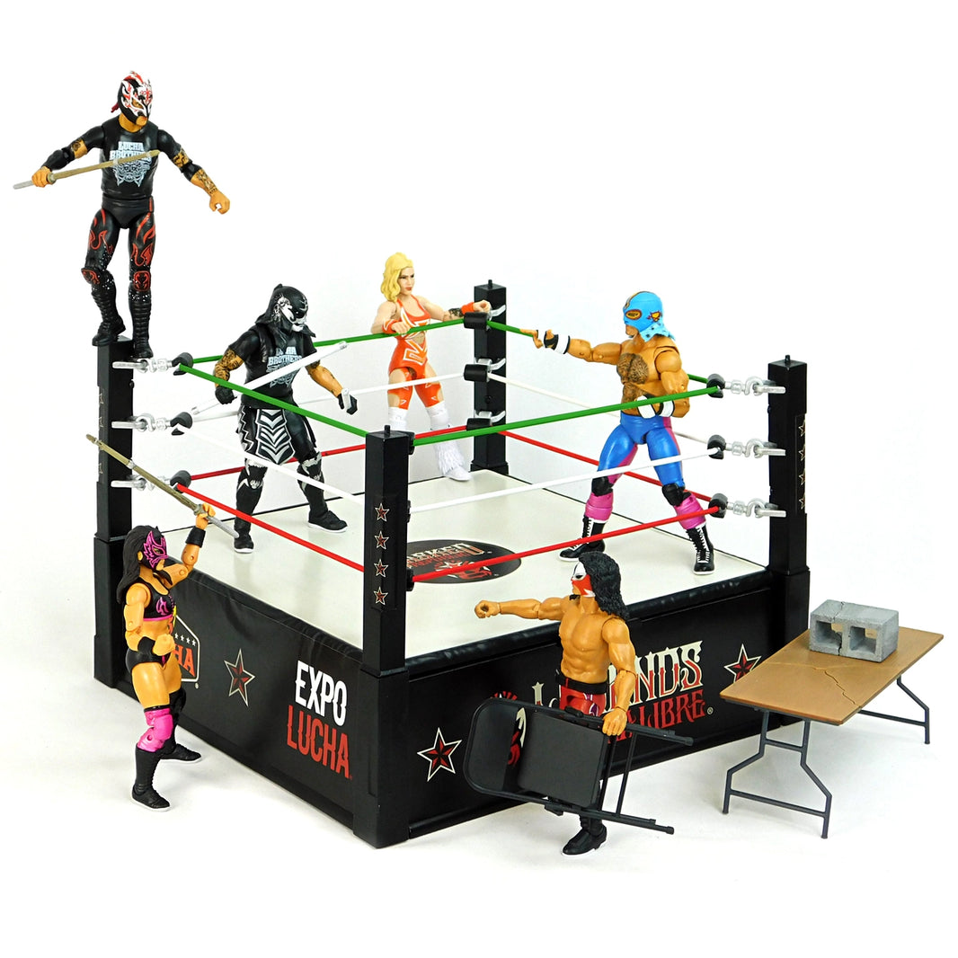 Wrestling Ring Playset Legends of Lucha Libre Premium 1:12 Scale 6" with detailed figures by Boss Fight Studio Llc