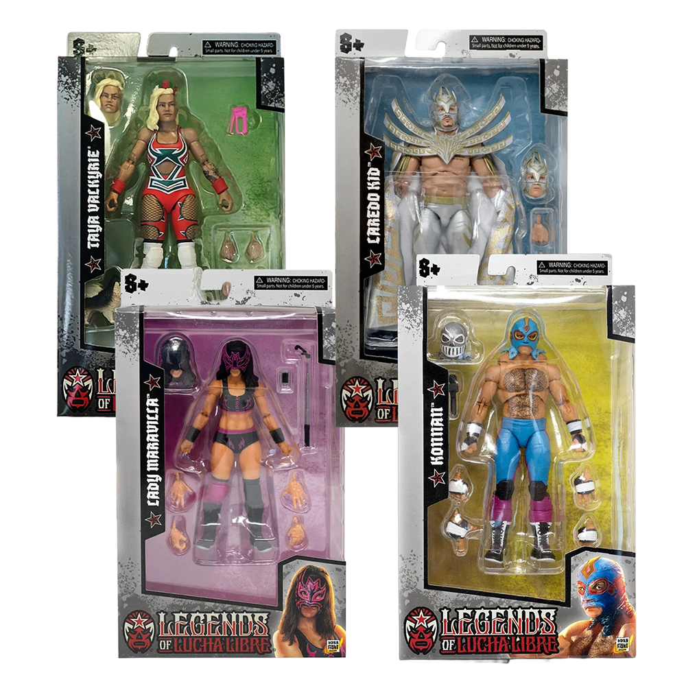 Lucha Libre Mixed Tag Team BUNDLE 4 Figures Sold as Set Maravilla, Taya, Konnan and Laredo Kid Boss Fight Studio Llc