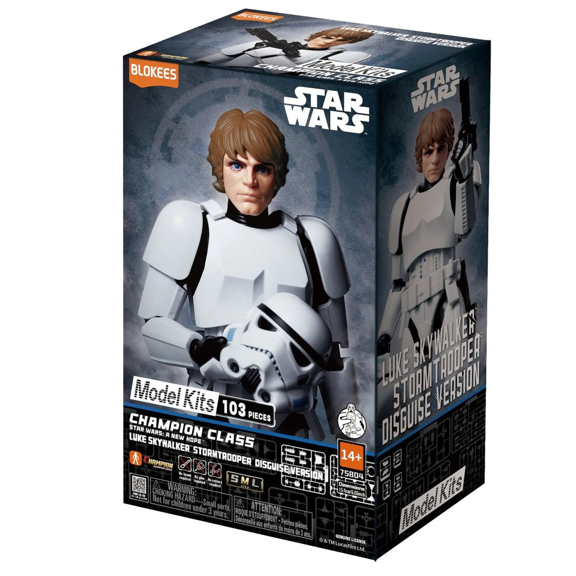 Star Wars: A New Hope Luke Skywalker Stormtrooper Disguise Version Blokees Model Kit by Hasbro packaging box.