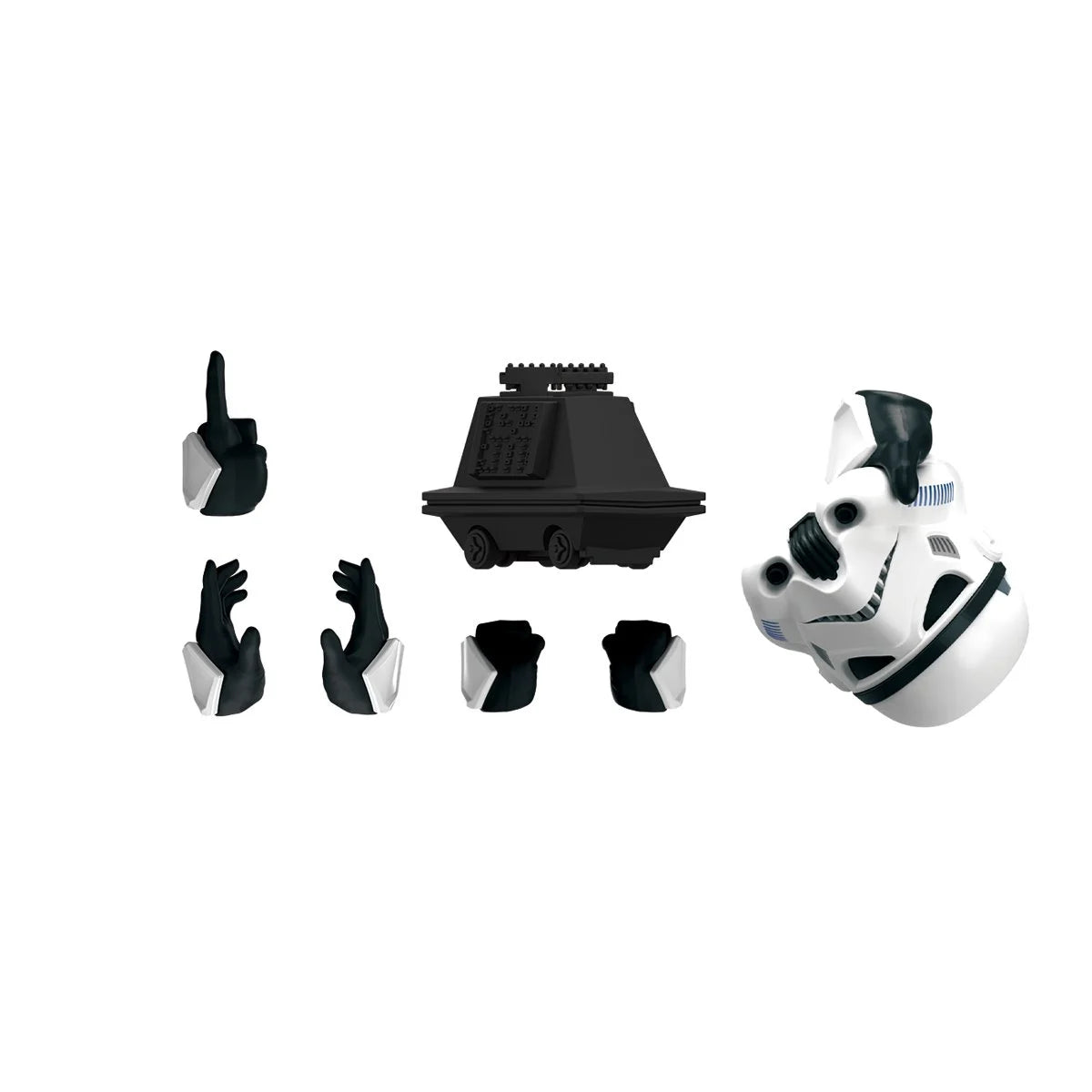Star Wars: A New Hope Luke Skywalker Stormtrooper Disguise Version Blokees Model Kit by Hasbro parts set in black and white colors