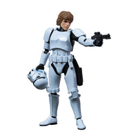 Star Wars: A New Hope Luke Skywalker Stormtrooper Disguise Version Blokees Model Kit by Hasbro holding helmet and blaster.