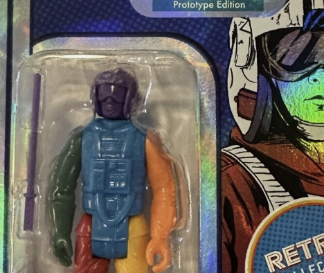 Go Figment Star Wars Retro Collection Prototype Edition multicolor action figure in bubble packaging close-up