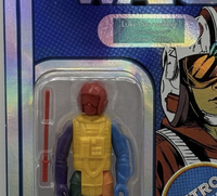 Go Figment Star Wars Retro Collection Prototype Luke Skywalker action figure in multicolor design with red lightsaber on blue card back