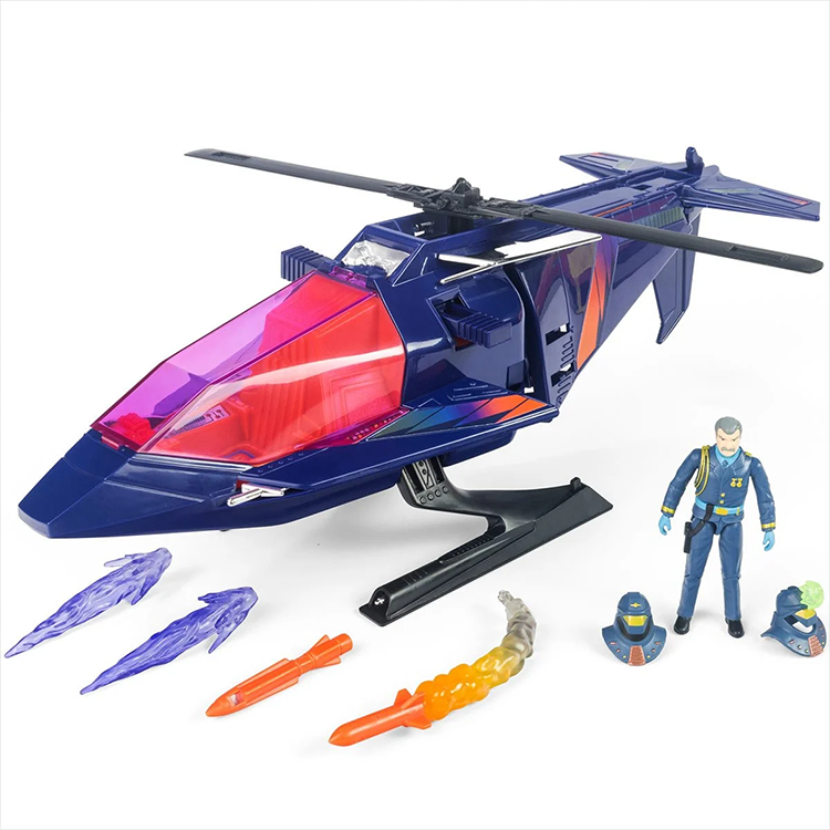 M.A.S.K. High Tech Helicopter vehicle and Miles Mayhem figure with weapons and interchangeable masks by The Loyal Subjects