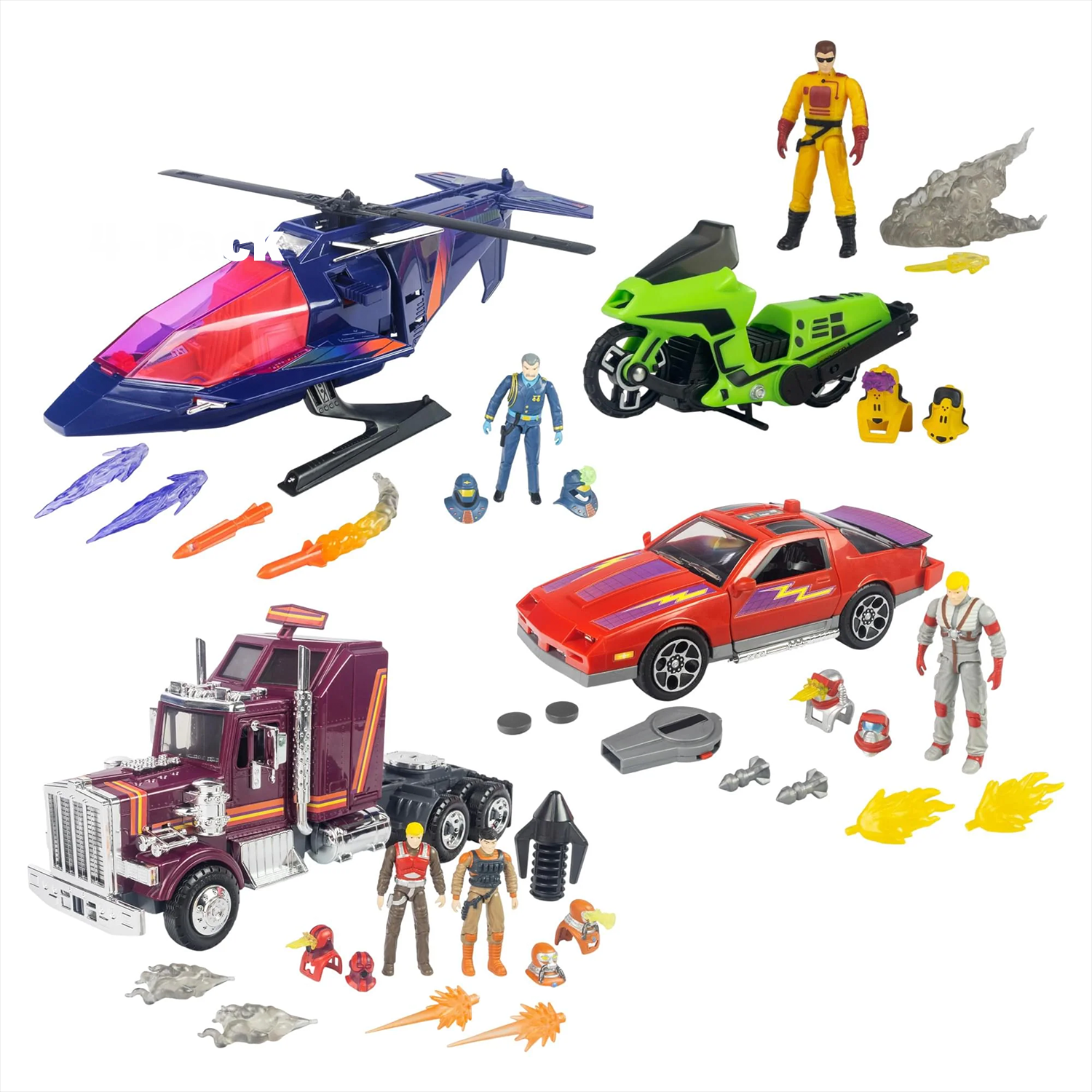 M.A.S.K. 4 Pack Complete Set Vehicle BUNDLE Action Figure Set (MASK) by Loyal Subjects with vehicles and accessories