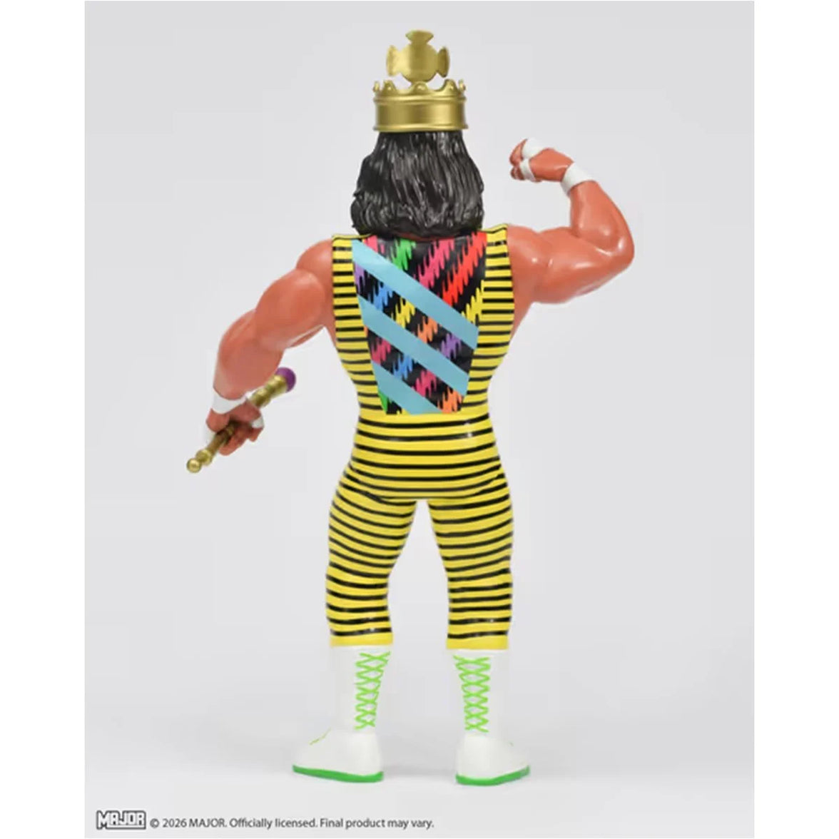 Macho King Randy Savage Major Big Rubber Guys 1:9 Scale 8-Inch Posed Wrestling Figure showing back pose with crown and scepter by Major