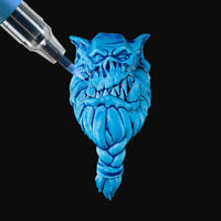 Magic Blue Army Painter Speedpaint Marker - One-Coat Miniature Paint SM1002P adding vibrant blue to fantasy miniature face by Army Painter