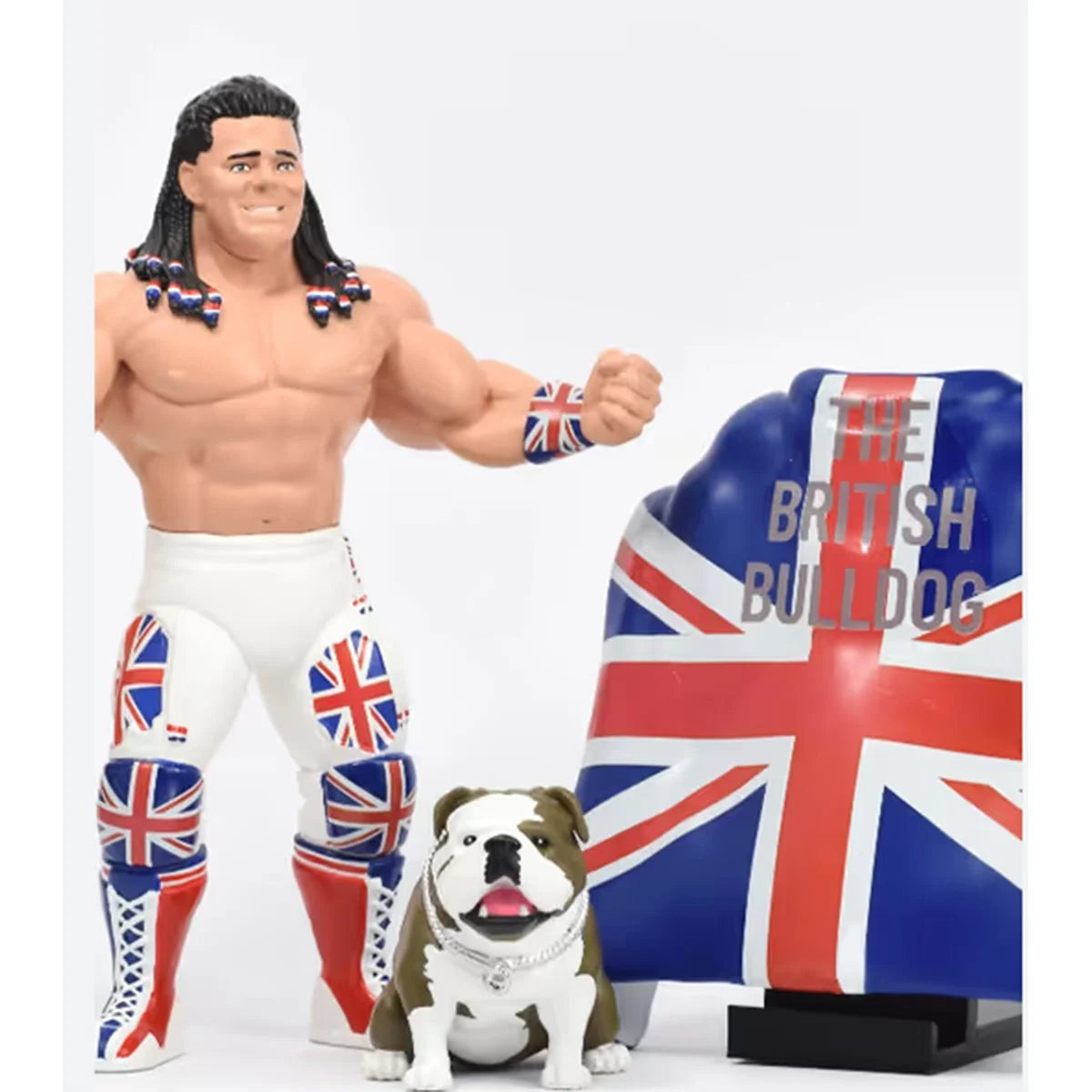 Davey Boy Smith Major Big Rubber Guys 1:9 Scale 8-Inch Posed Wrestling Figure with bulldog and British flag display by Major