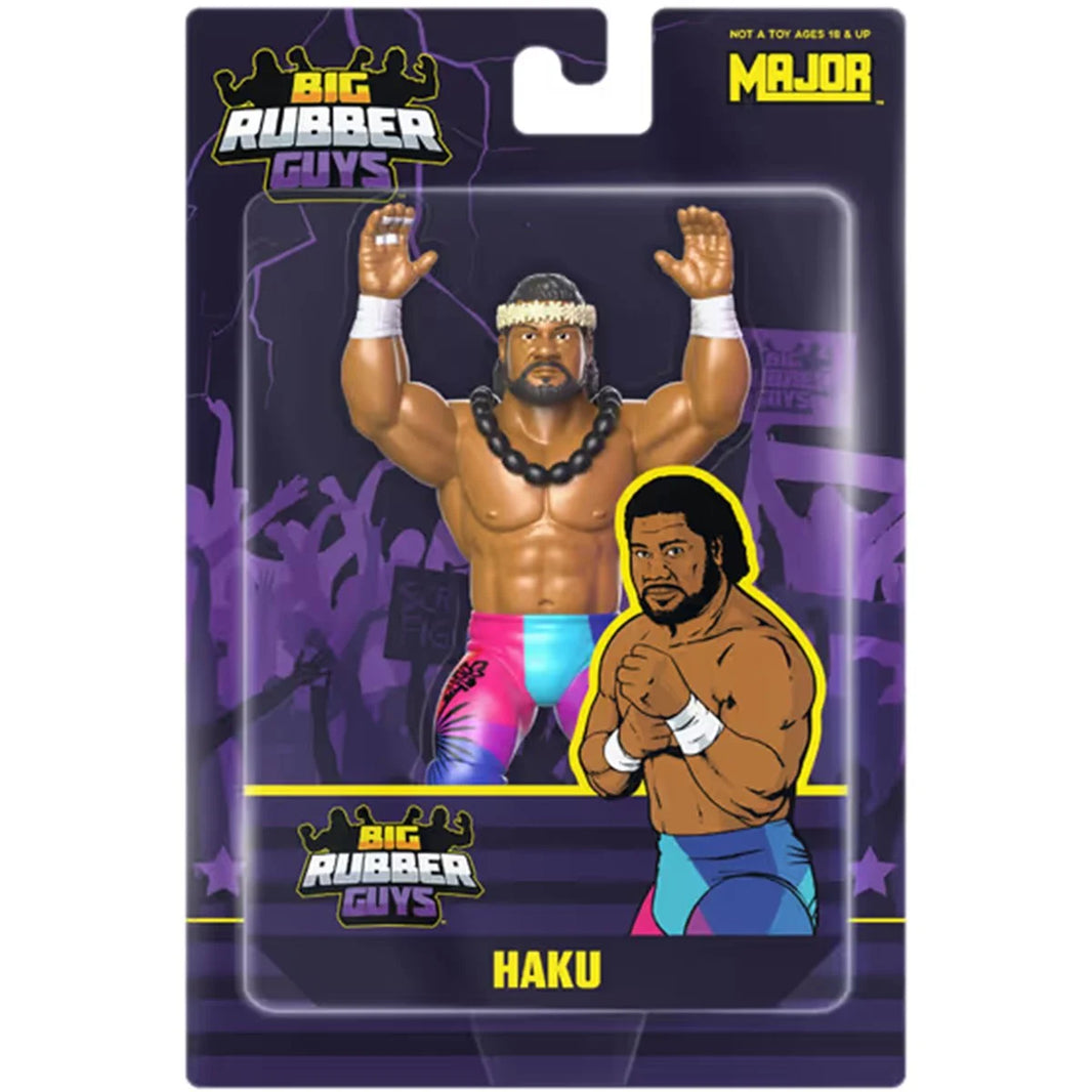 Haku Major Big Rubber Guys 1:9 Scale 8-Inch Posed Wrestling Figure by Major in vibrant wrestling attire in packaging