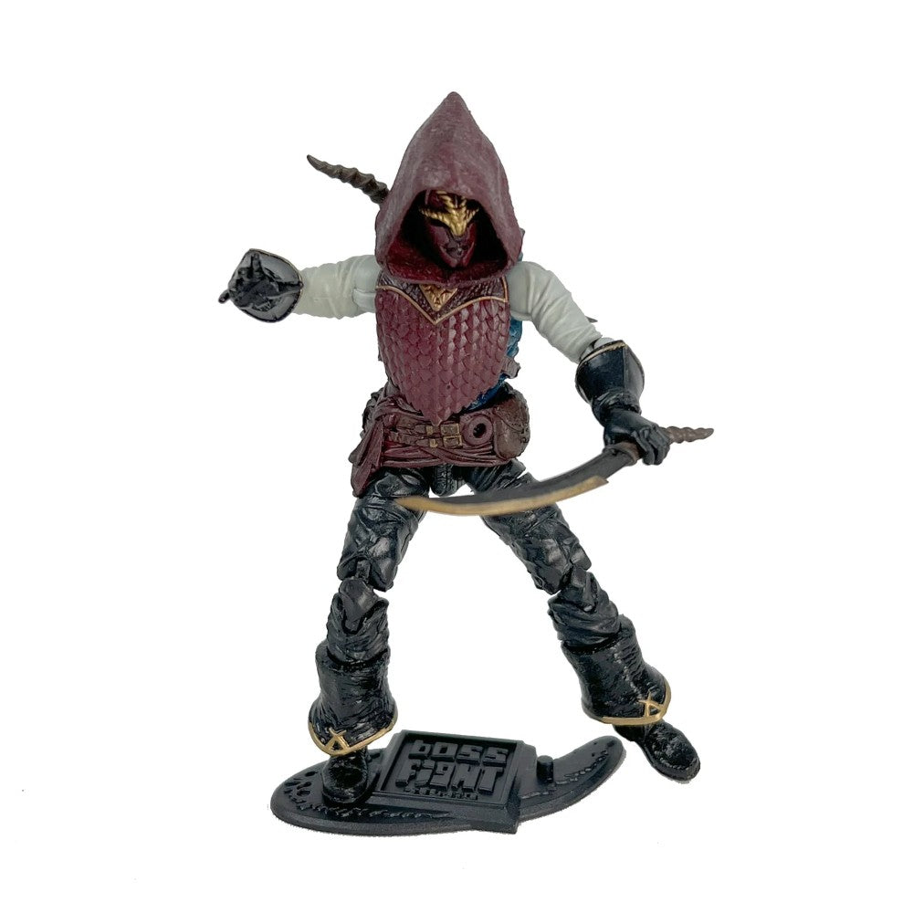 Malavar Quell the Bard -Vitruvian H.A.C.K.S. 1:18 Scale Action Figure by Boss Fight Studio Llc with hood and bow accessory.