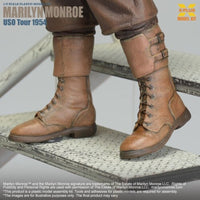 Marilyn Monroe USO Tour 1954 1/8 Scale Model Kit X-Plus detailed brown leather boots close-up on steps