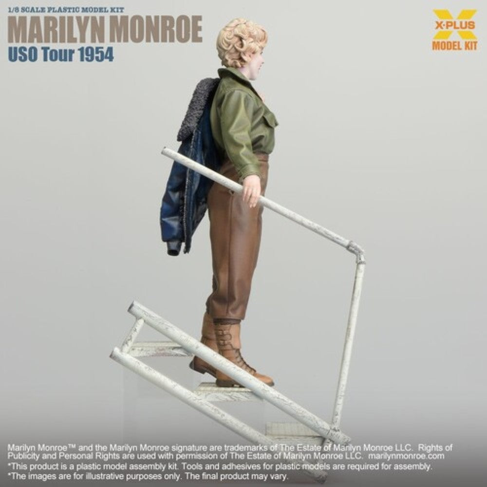 Marilyn Monroe USO Tour 1954 1/8 Scale Model Kit X-Plus showing detailed painted figure in vintage attire and boots