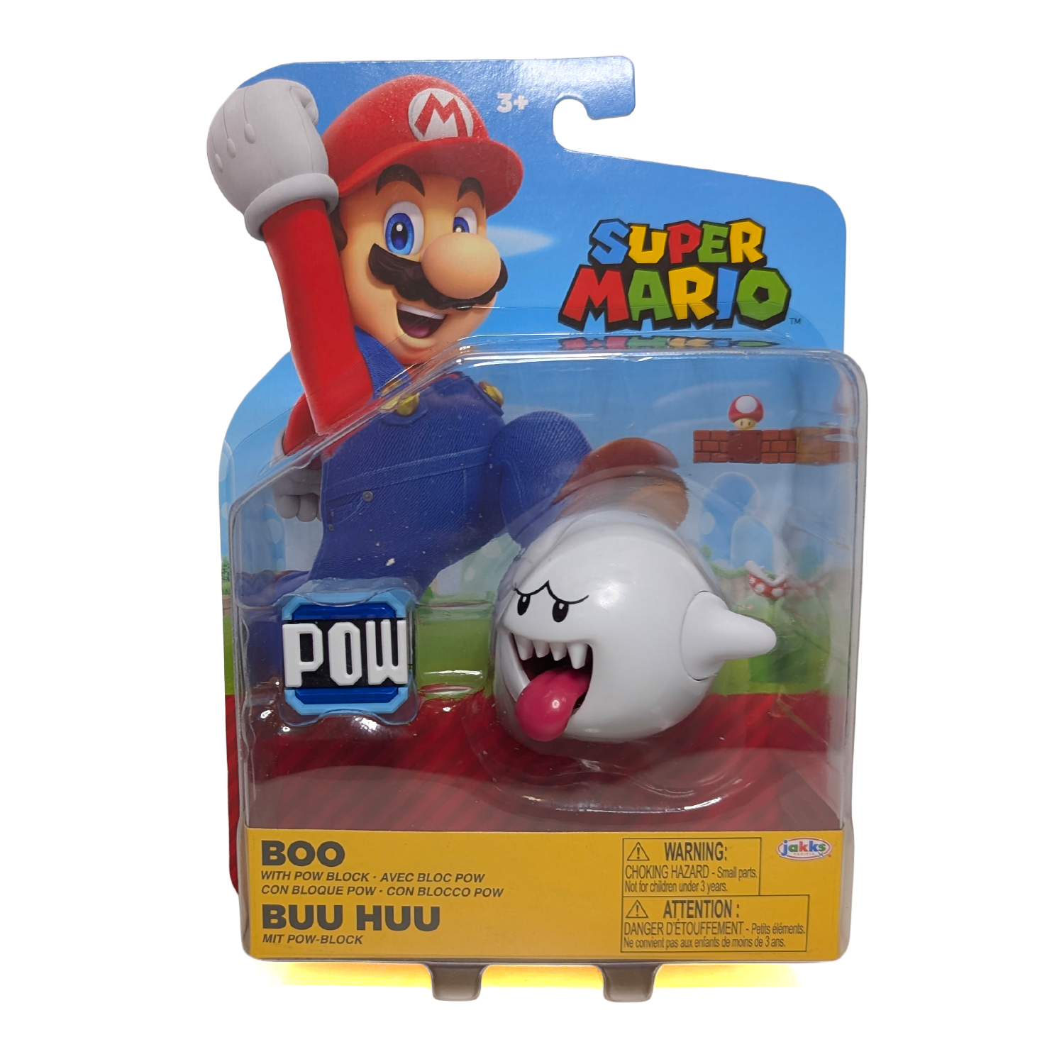 Super Mario 4-inch Boo with Pow Block Action Figure - Wave 48 (2025) by Jakks Pacific in packaging