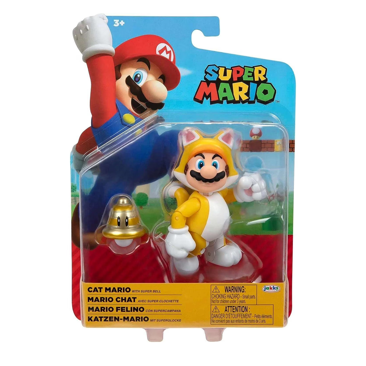 Super Mario 4-inch Cat Mario with Super Bell Action Figure - Wave 48 (2025) by Jakks Pacific in packaging