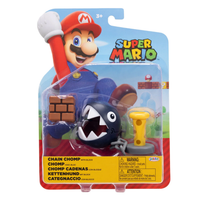 Super Mario 4-inch Chain Chomp with Block Action Figure - Wave 48 (2025) by Jakks Pacific in packaging with Mario art