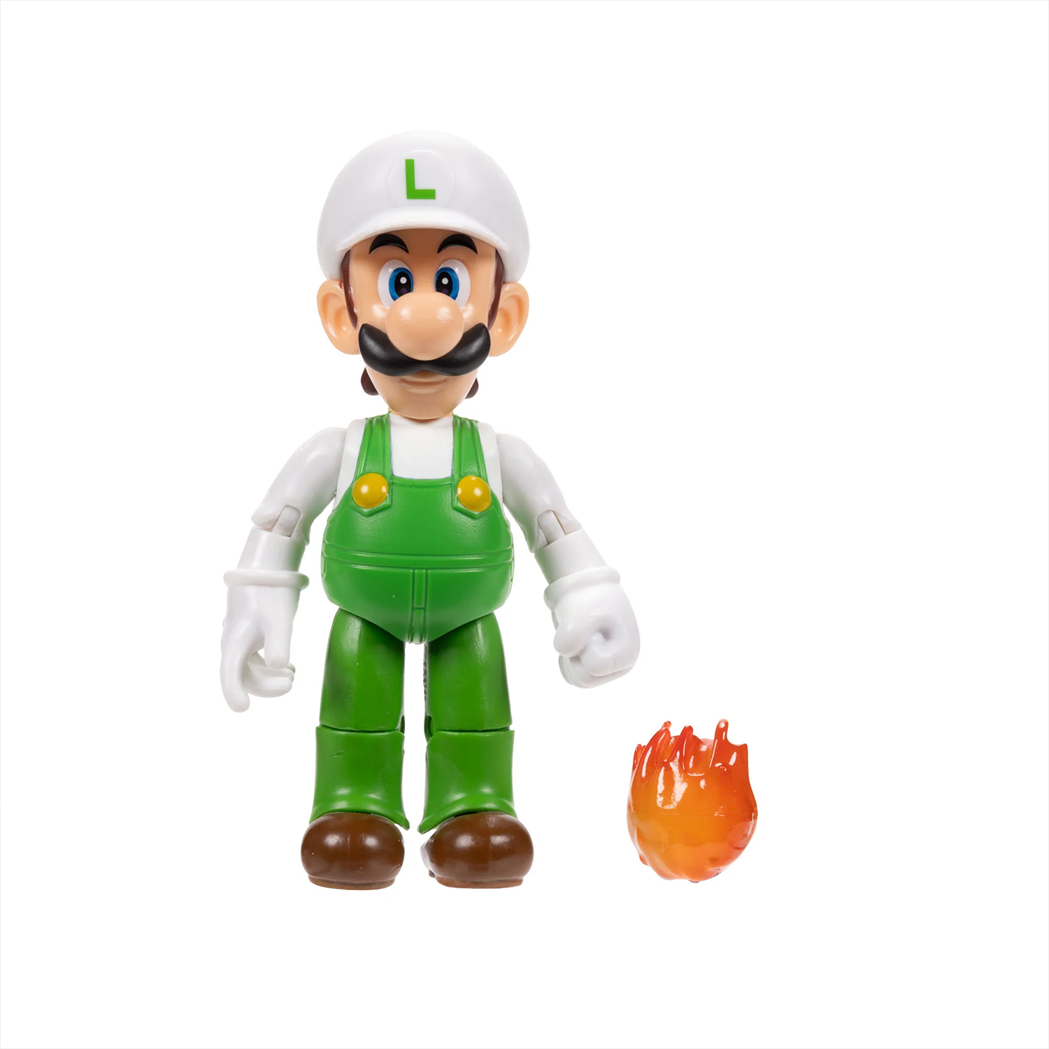 Super Mario 4-inch Fire Luigi with Fireball Action Figure - Wave 48 (2025) by Jakks Pacific with flame accessory