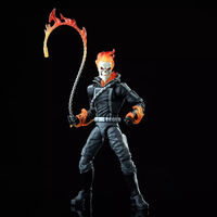 Ghost Rider 1:12 Scale 6" Marvel Legends Retro Cardback Action Figure by Hasbro with fiery skull and chain accessory new in box