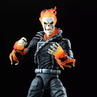 Ghost Rider 1:12 Scale 6" Marvel Legends Retro Cardback Action Figure by Hasbro with fiery translucent flames and detailed black outfit
