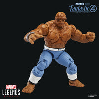 Marvel Legends 6-inch The Thing action figure in blue pants posed for battle from Fantastic Four First Steps series