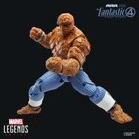 Marvel Legends 6-inch The Thing figure from Fantastic Four First Steps in fighting stance wearing blue pants on black background