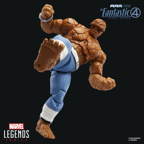 Marvel Legends 6-inch The Thing figure from Fantastic Four First Steps in dynamic kicking pose on black background