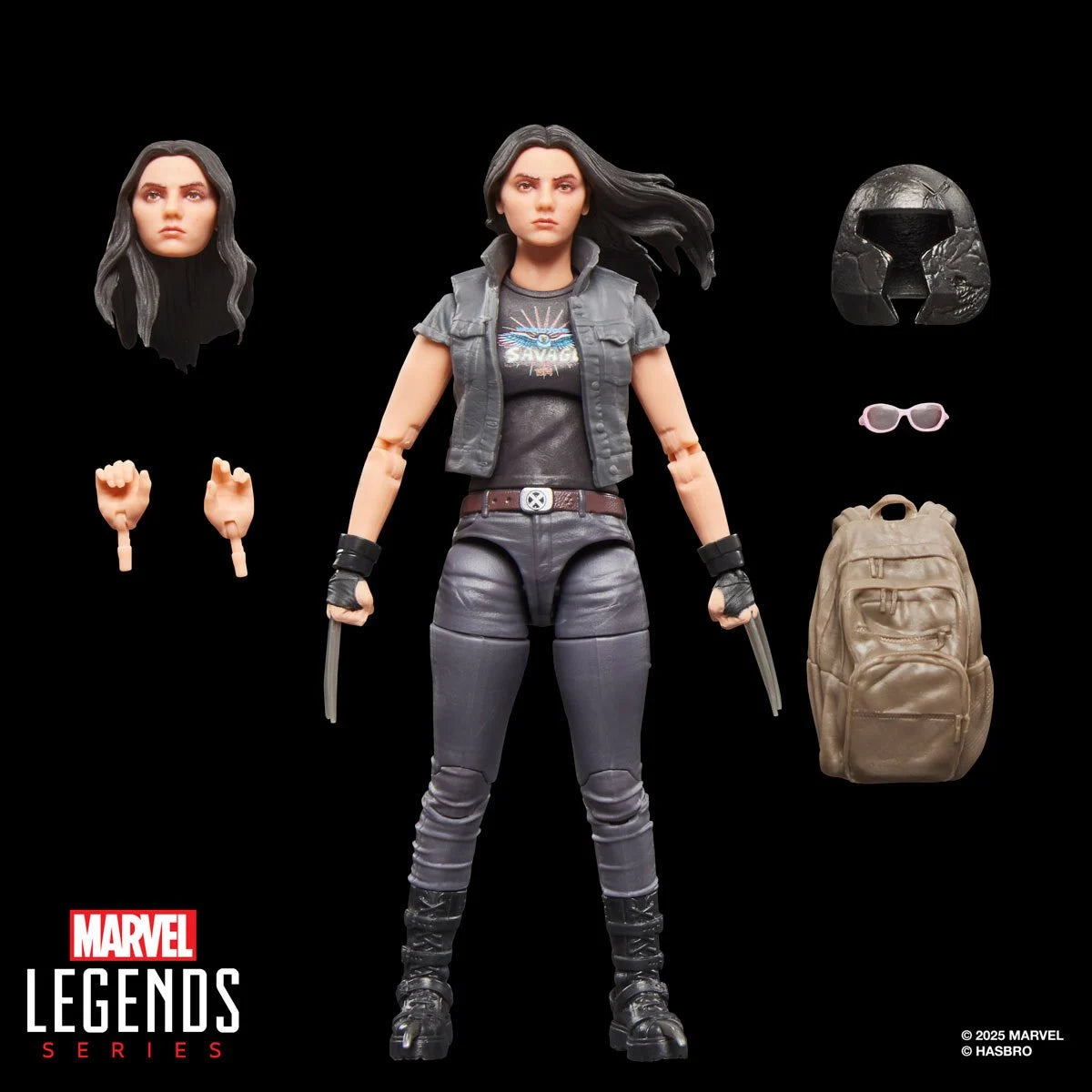 Marvel Legends X-23 6" Action Figure Deadpool Wolverine Movie Hasbro New with alternate head, helmet, backpack, and sunglasses accessories