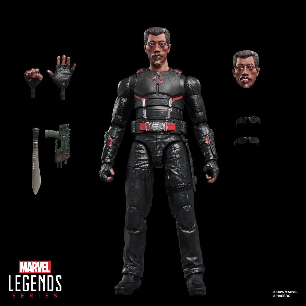 Marvel Legends Blade 6" Action Figure Deadpool Wolverine Movie Hasbro New with two heads and multiple accessories in scale 1:12