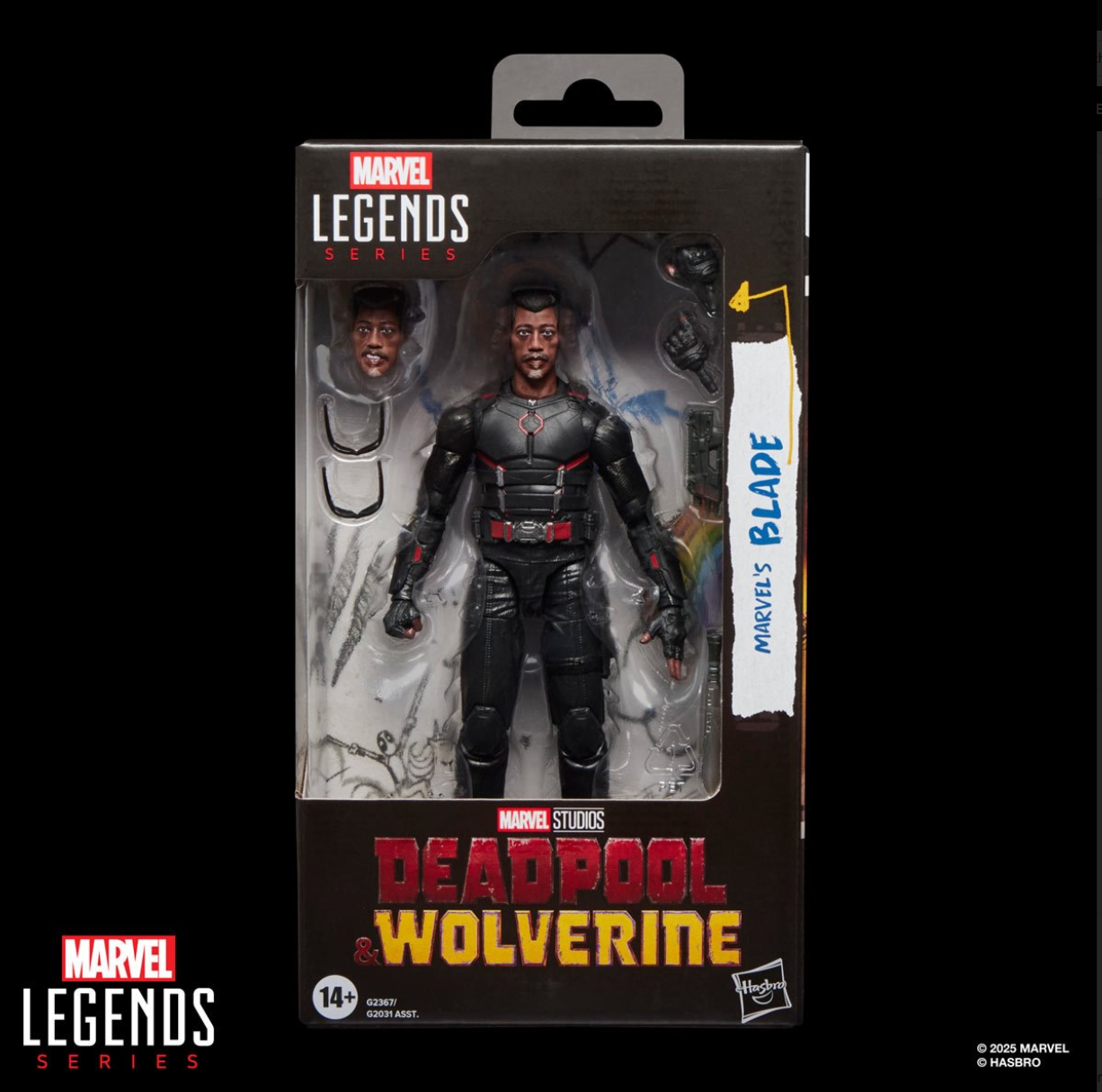 Marvel Legends Blade 6" Action Figure Deadpool Wolverine Movie Hasbro New in box with alternate head and accessories