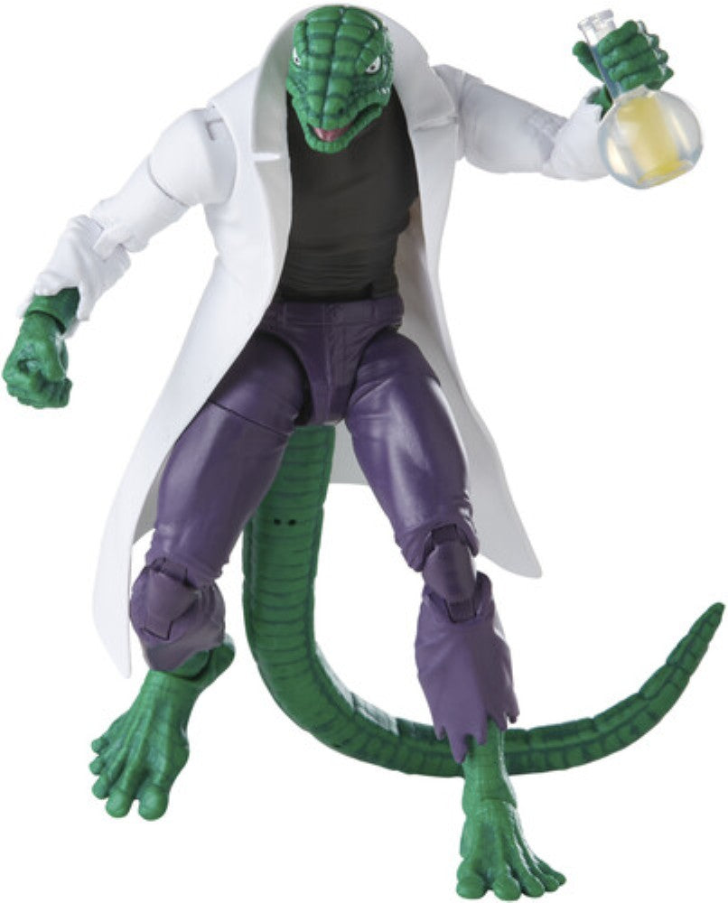 Marvel's Lizard Spider-Man Marvel Legends Retro Cardback Action Figure by Hasbro 6 Inch green Lizard figure holding flask