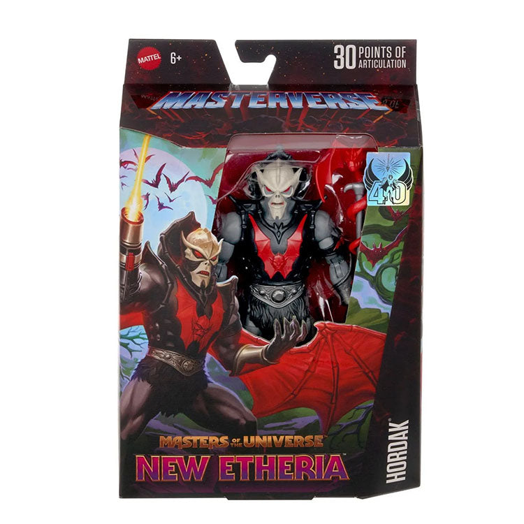 Mattel Masters of the Universe New Etheria Hordak action figure with 30 points of articulation in package