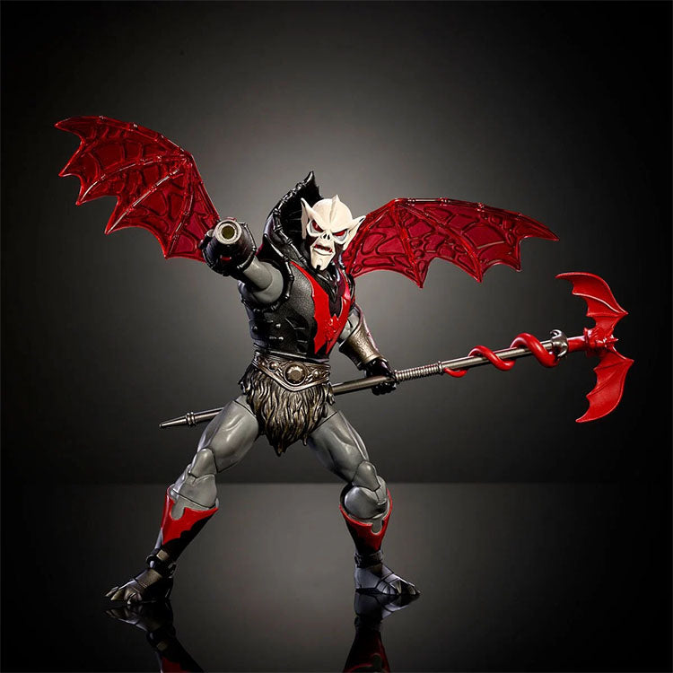 Mattel Masters of the Universe Wave 18 Hordak action figure with red wings and battle staff in dynamic pose