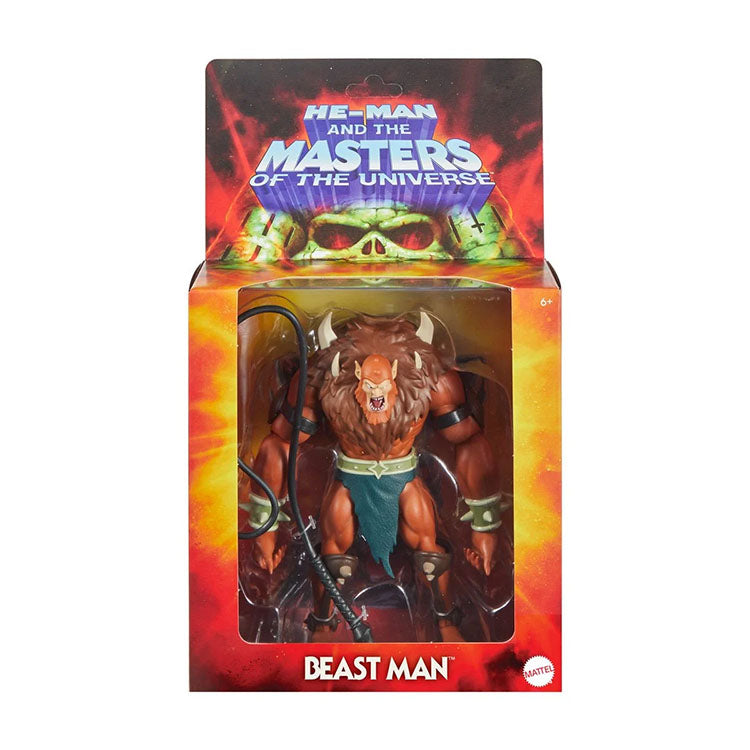 Beast-Man Masters of the Universe Origins 6 inch Deluxe action figure in Mattel packaging with whip accessory visible