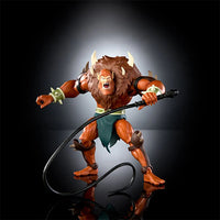 Beast-Man Masters of the Universe Origins 6 inch action figure by Mattel with whip accessory on black background
