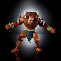 Beast-Man Masters of the Universe Origins deluxe action figure by Mattel posed with arms out on black background