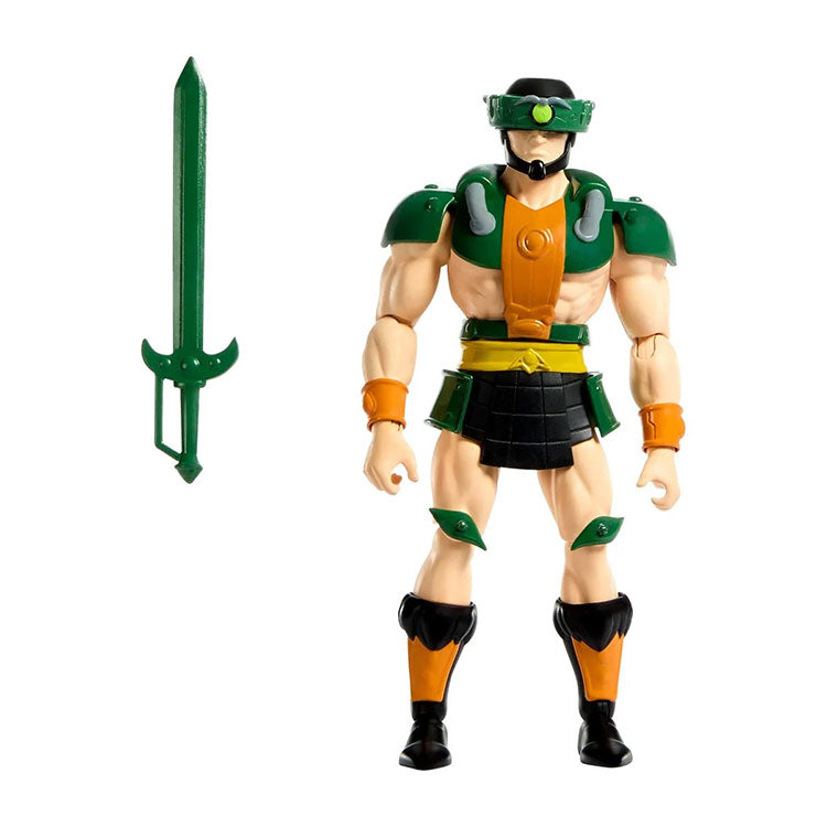 Mattel Tri-Klops Masters of the Universe Origins 6 inch action figure with green sword accessory on white background