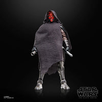 Darth Maul Star Wars 1:12 Scale 6 Inch The Black Series "Maul" Action Figure by Hasbro in cloaked pose with double blades