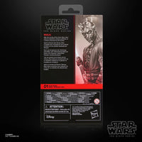 Darth Maul Star Wars 1:12 Scale 6 Inch The Black Series "Maul" Action Figure back packaging by Hasbro.