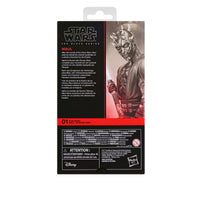 Darth Maul Star Wars 1:12 Scale 6 Inch The Black Series "Maul" Action Figure by Hasbro packaging back with character art and info.