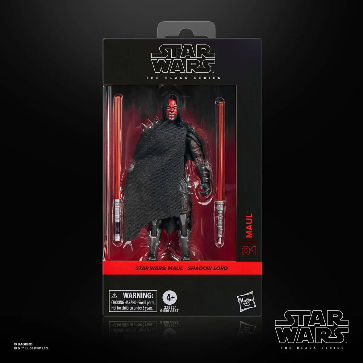 Darth Maul Star Wars 1:12 Scale 6 Inch The Black Series "Maul" Action Figure by Hasbro in packaging with dual red lightsabers