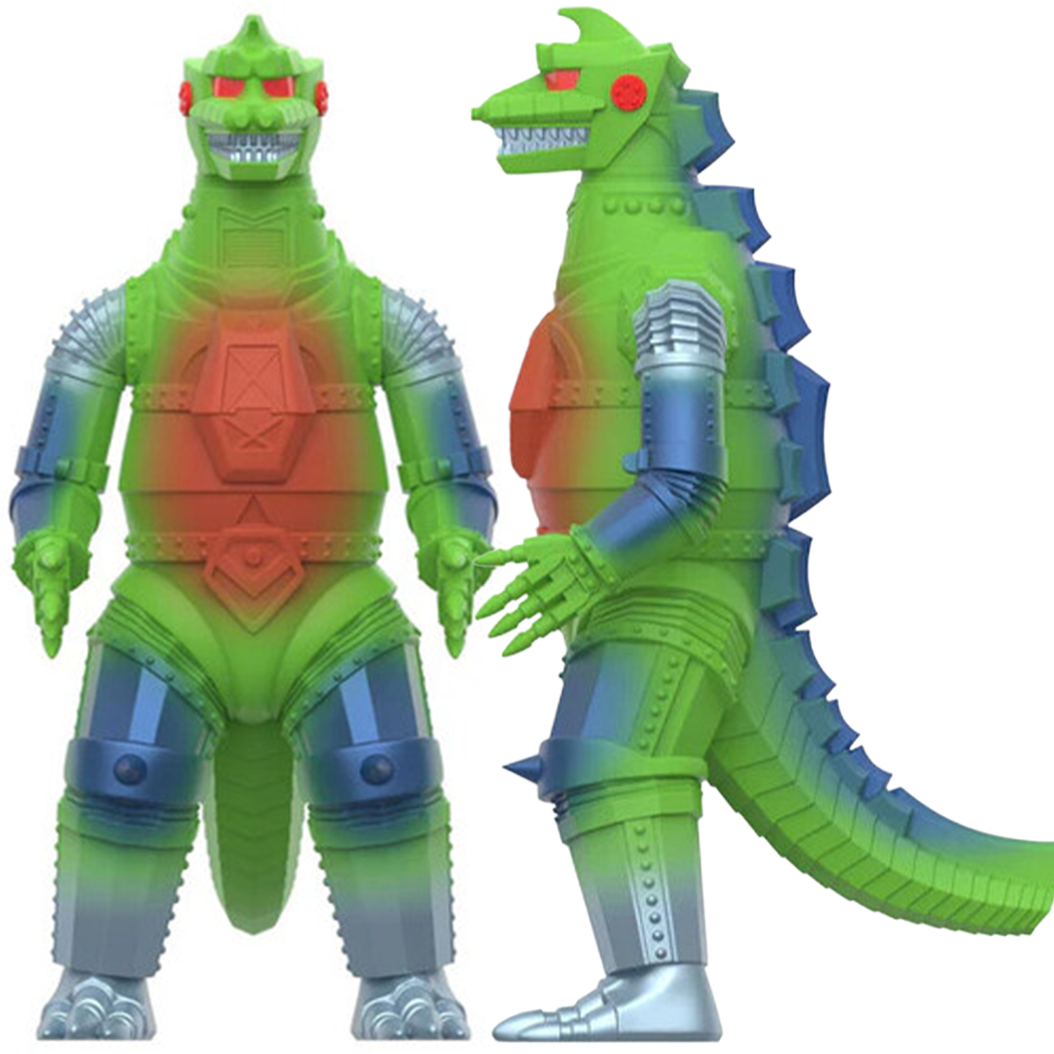 Mechagodzilla Vintage 50th Anniversary Toho ReAction Figure Super7 3.75 Inch new in box collectible toy green and silver robot with red accents