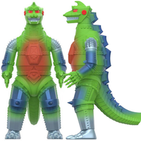 Mechagodzilla Vintage 50th Anniversary Toho ReAction Figure Super7 3.75 Inch new in box collectible toy green and silver robot with red accents