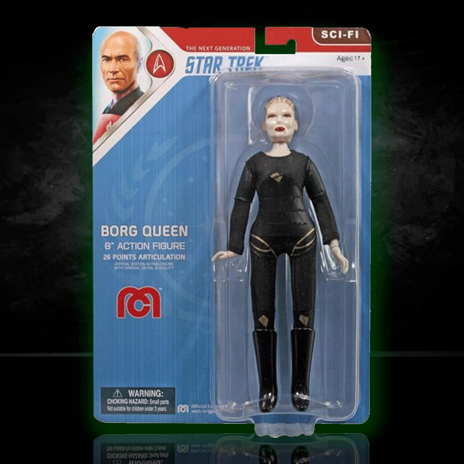 Mego 8-inch Borg Queen action figure from Star Trek The Next Generation with detailed articulation in original packaging