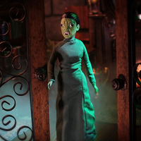 Hammer Reptile Mego 8-Inch Action Figure 8 Inch by Mego posed inside a spooky, vintage-style setting with dramatic lighting.