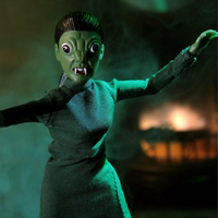 Hammer Reptile Mego 8-Inch Action Figure 8 Inch by Mego posed with green lighting and fog effect background